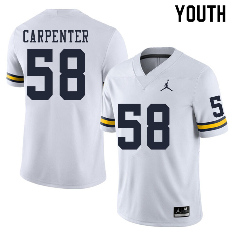 Youth #58 Zach Carpenter Michigan Wolverines College Football Jerseys Sale-White